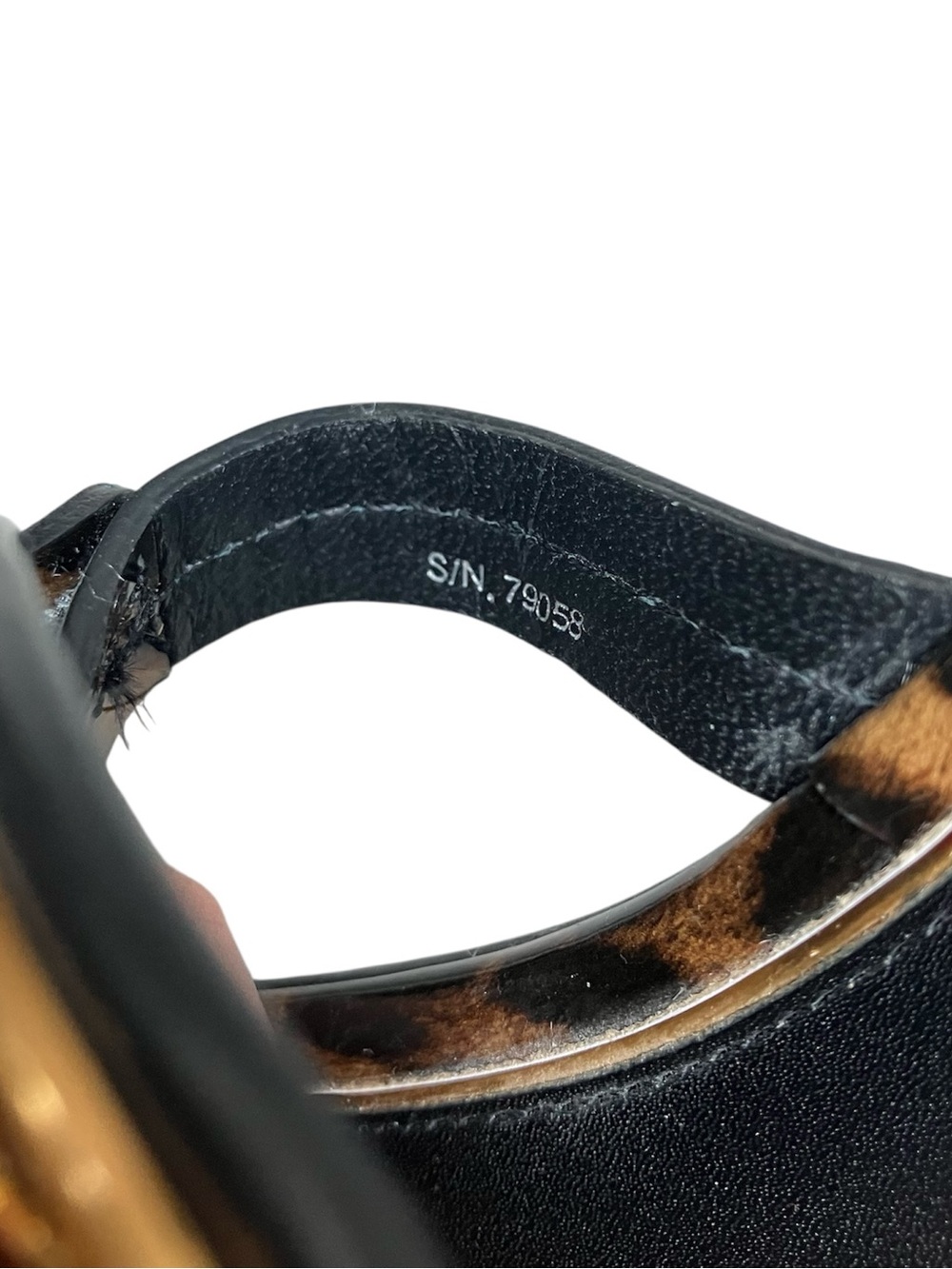 Tory Burch Miller Gold Metal Leopard Print Black Leather sandals 8 Luxury NWOB - Picture 8 of 11